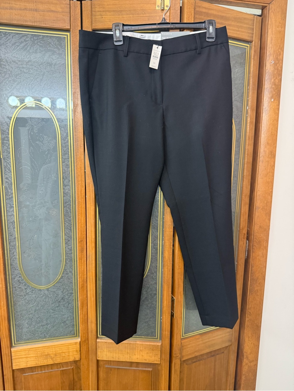 TALBOTS Ladies High Waisted Black Straight Pants, BRAND NEW